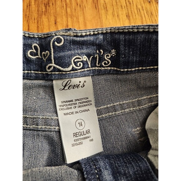 Levi's Shorts Girls Size 14 Midi Vintage Rami Embellished Ramie Cotton - Picture 6 of 9